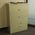 Beige 4 Drawer Flip Front Lateral File Cabinet, Locking